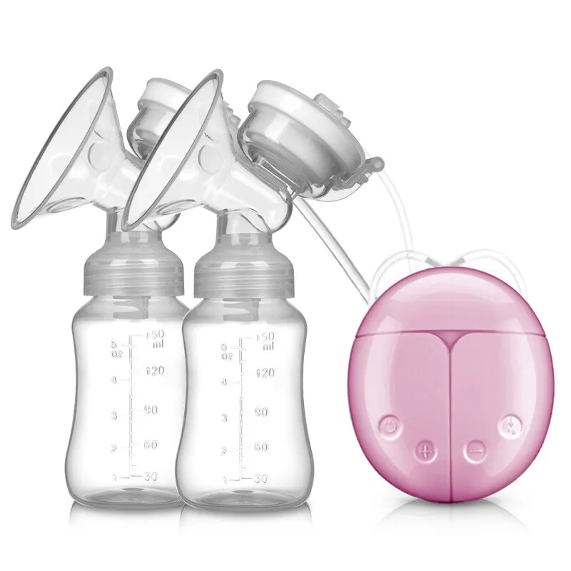 Tirelait électrique double BPAfree avec stockage de lait pompe USB portable coussinets de confort cadeau rose 