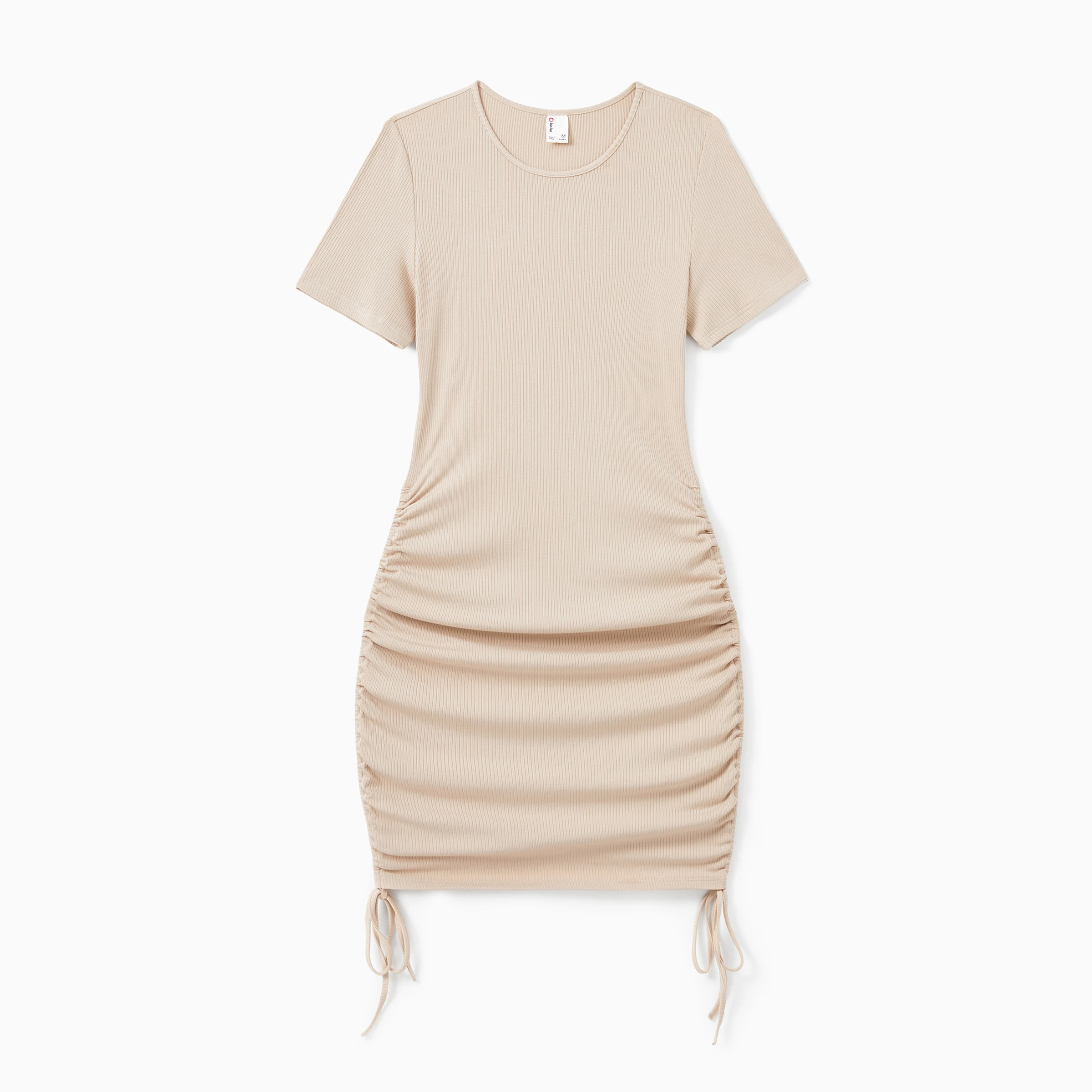 Ensemble de tenue abricot assortie pour la famille robe froncée maman tshirt rayé papa et garçon haut fille ba