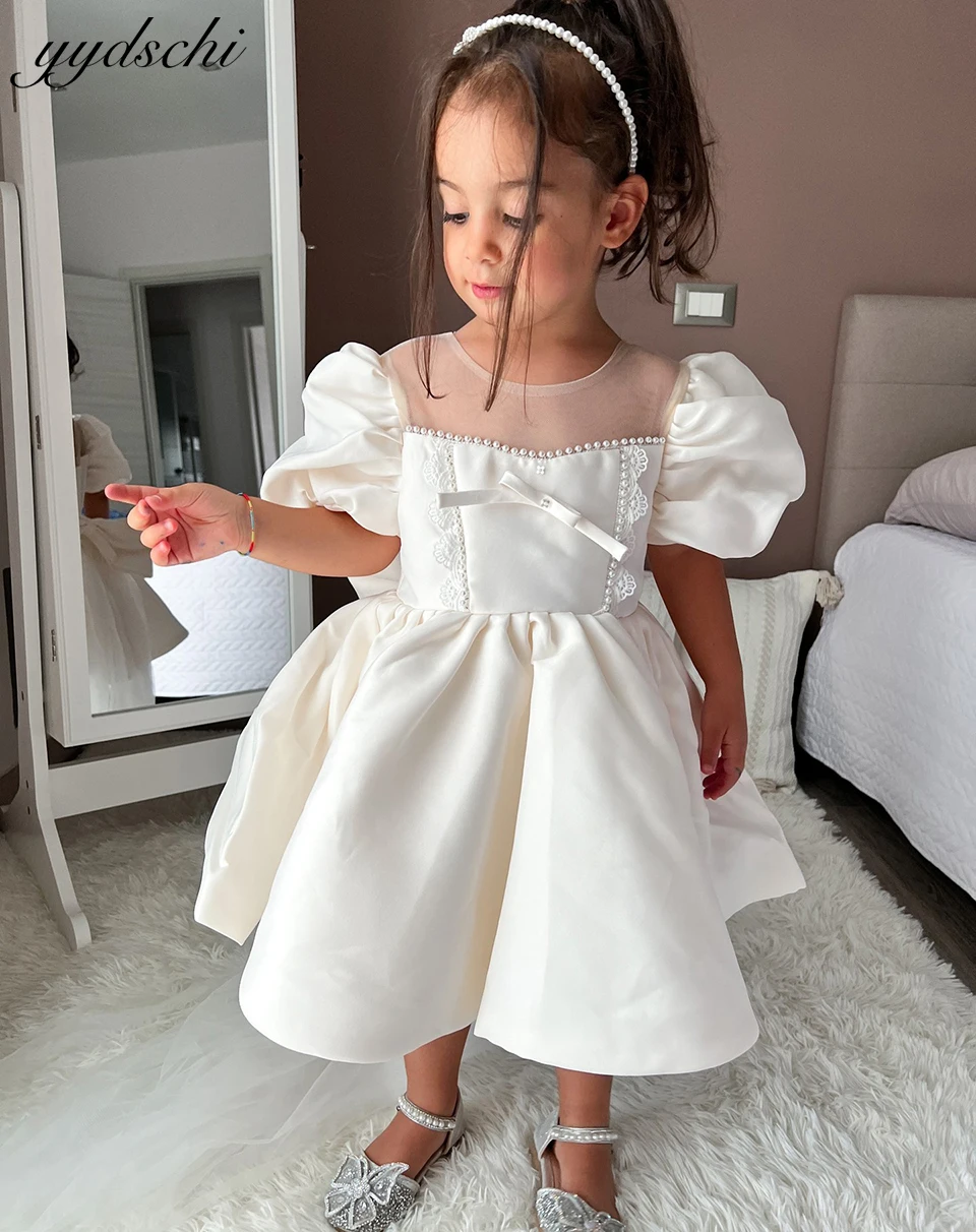 Robe de bébé fille personnalisée princesse fleurs perles scintillantes événements First Communion fêtes cadeau