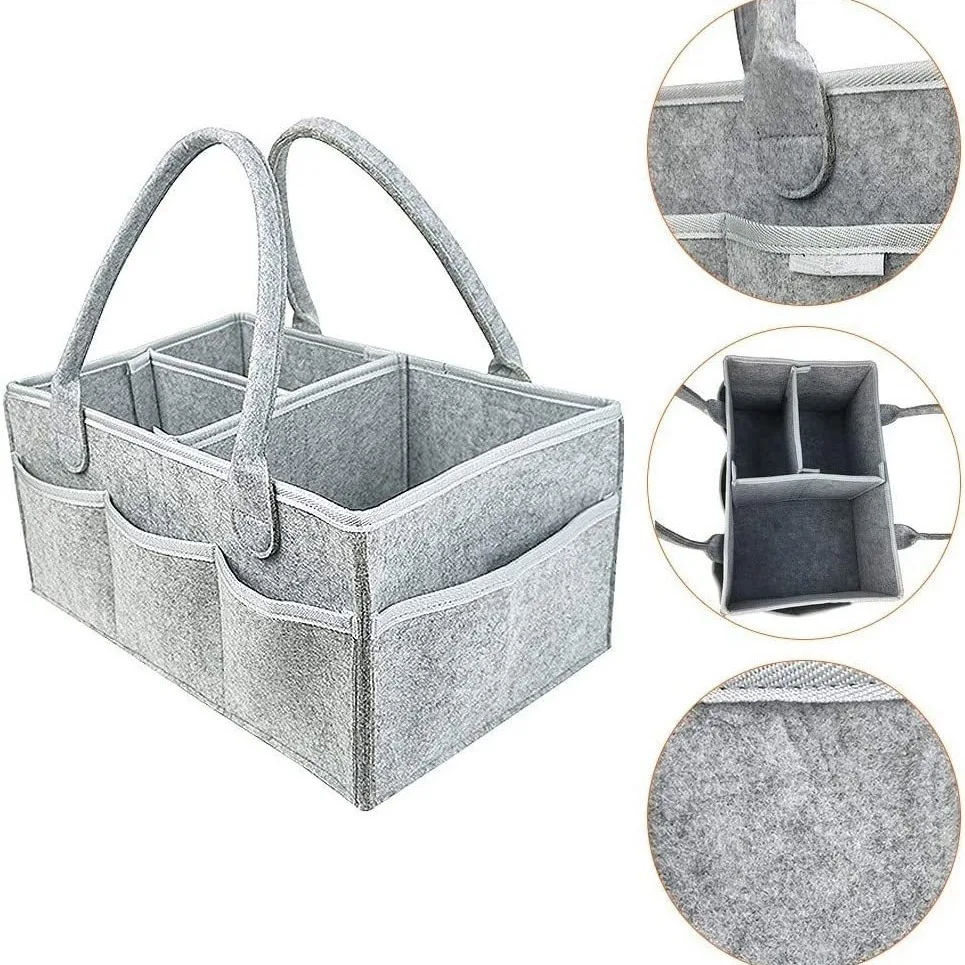 Organisateur de rangement multifonctionnel en feutre sac fourretout poches latérales intérieur compartimenté d