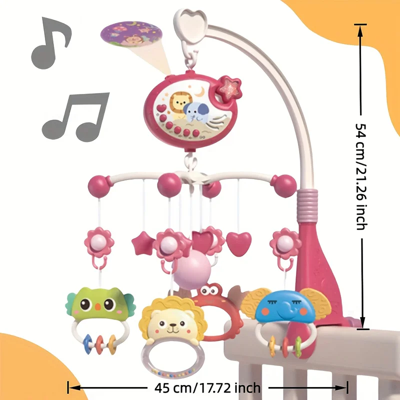 Mobile musical bébé 360° rotatif projection lit cloche jouet 4 vitesses pendentifs animaux bébé nouveauné stim
