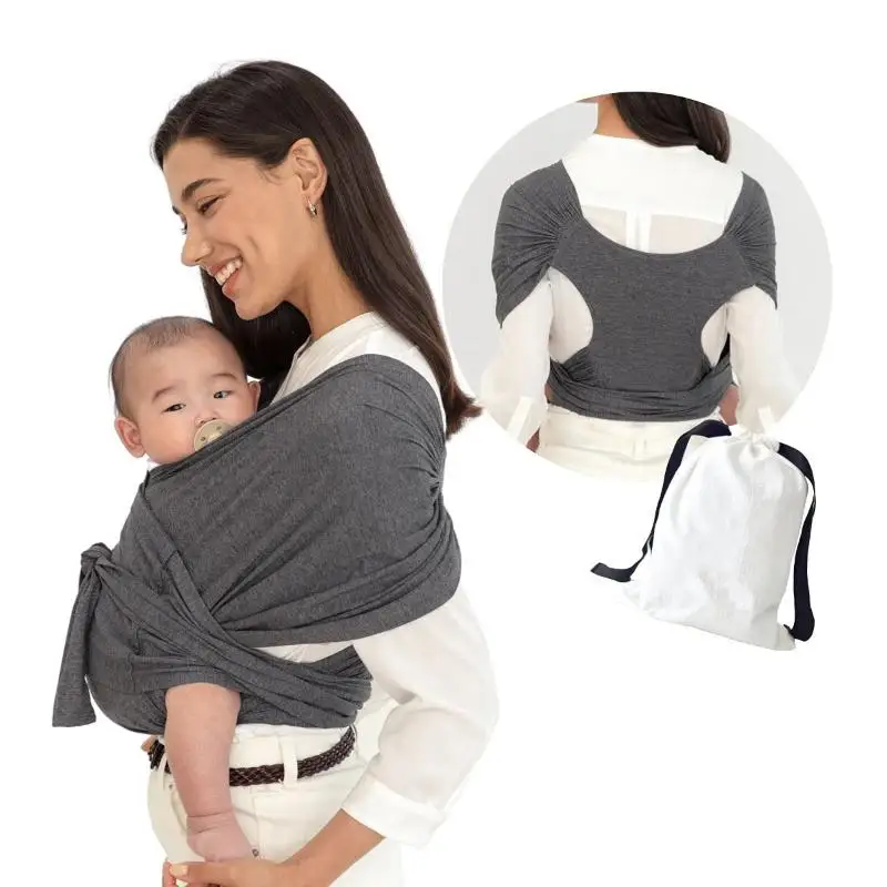 Portebébé ergonomique écharpe enveloppement pour nouveauné 024 mois ajustable face avant et dos tissu doux gri