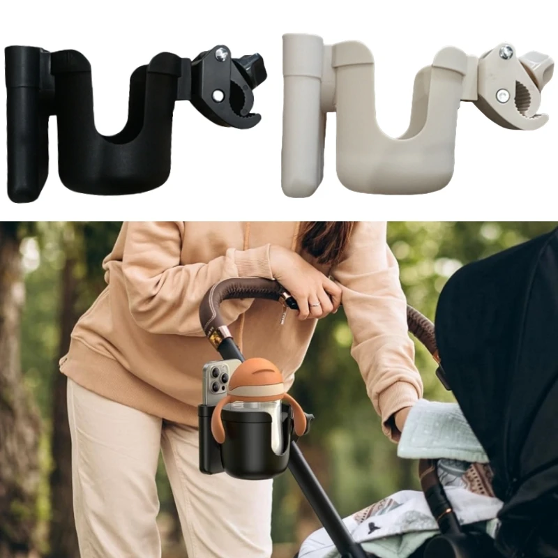 Portegobelets et support téléphone pour poussette design moderne et sécuritaire noir et beige plage et promena