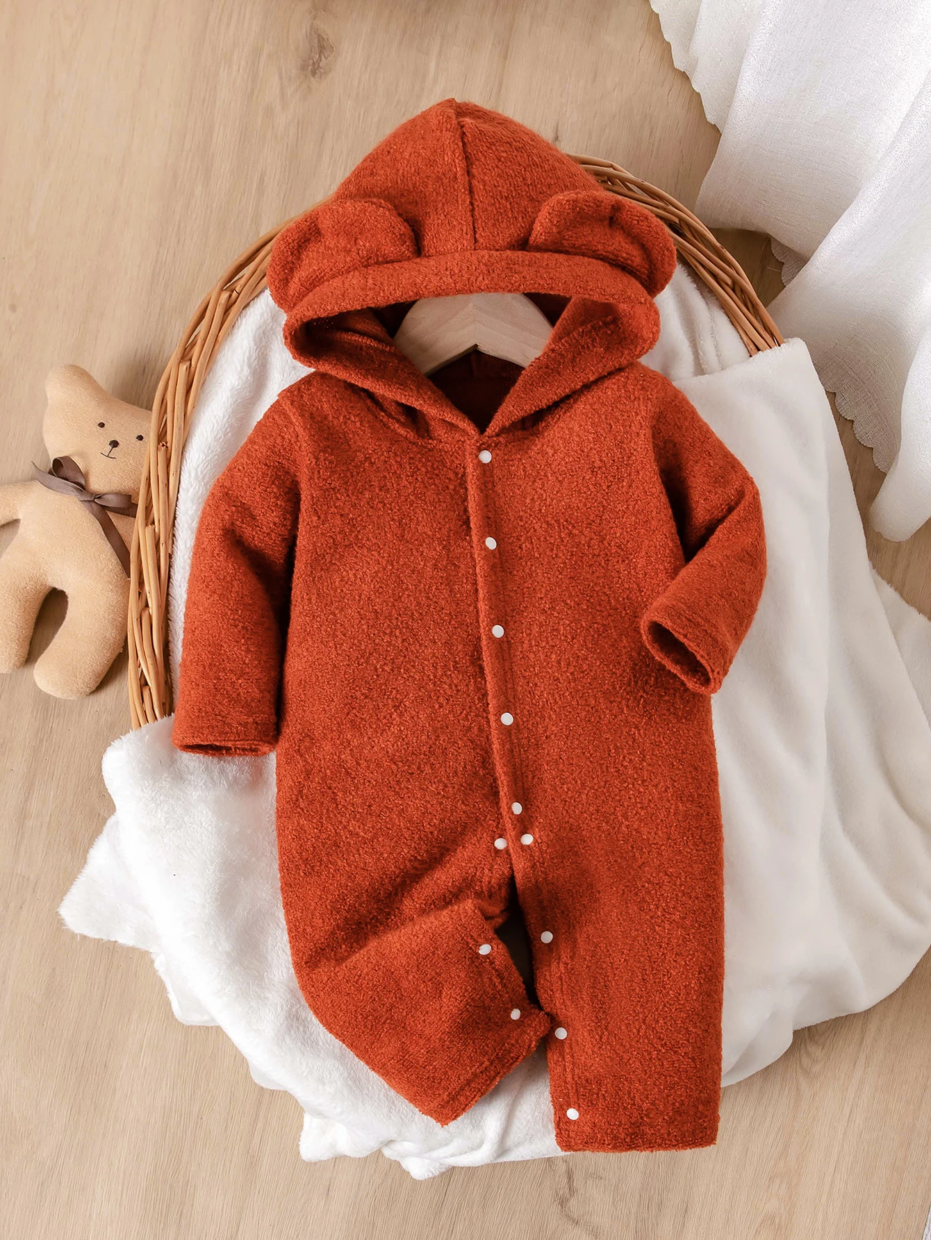 Combinaison bébé 3D oreilles ours capuche manches longues 012 mois