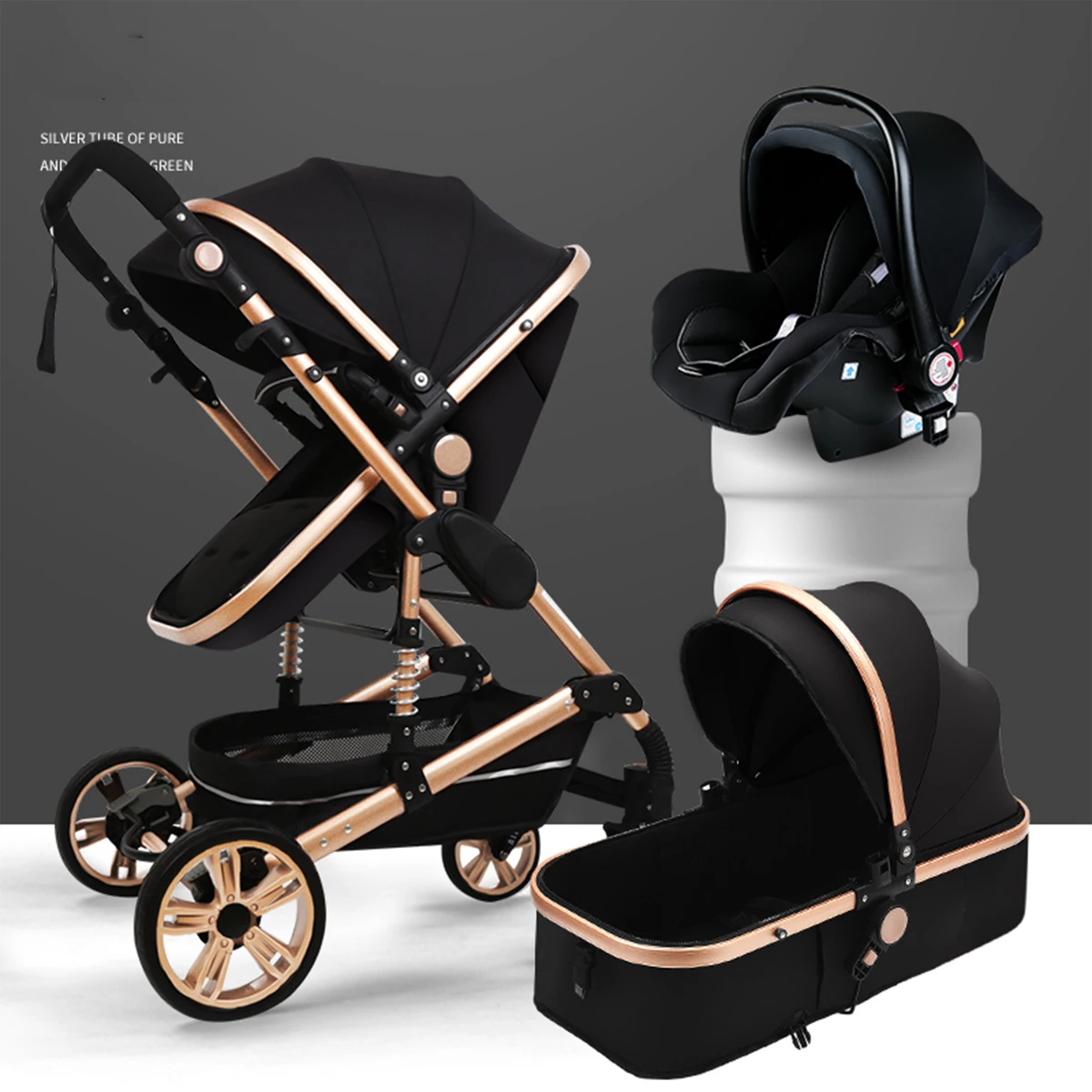 Poussette 3 en 1 pliable bébé double face 4 saisons acier inoxydable certification 3C nouveauné 03 ans allterr
