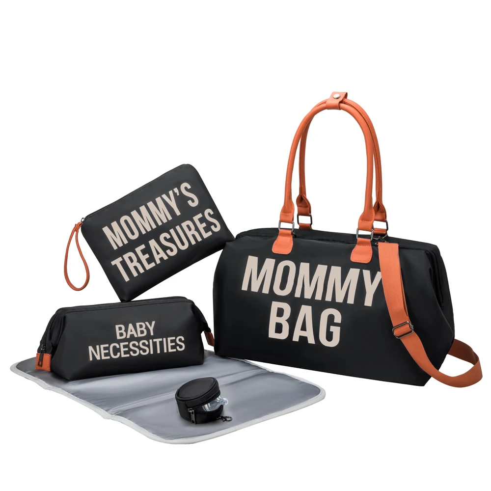 Ensemble sac maman 3 pièces sac à couches imperméable grande capacité sac de poussette pour bébé style moderne
