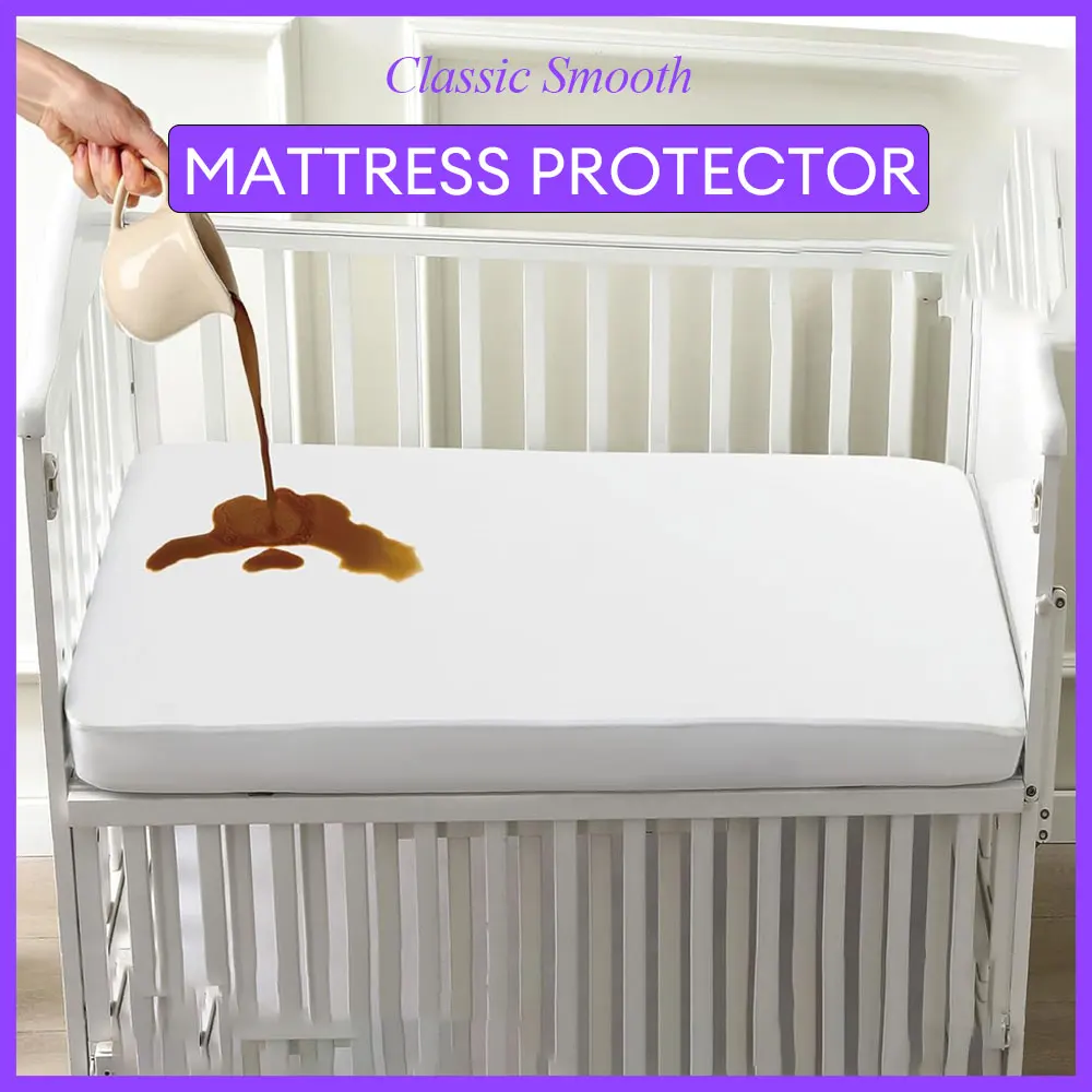 Classic Smooth ProtègeMatelas Bébé 1 Pièce Housse Imperméable Lisse AntiAcariens 100% Polyester Design Moderne