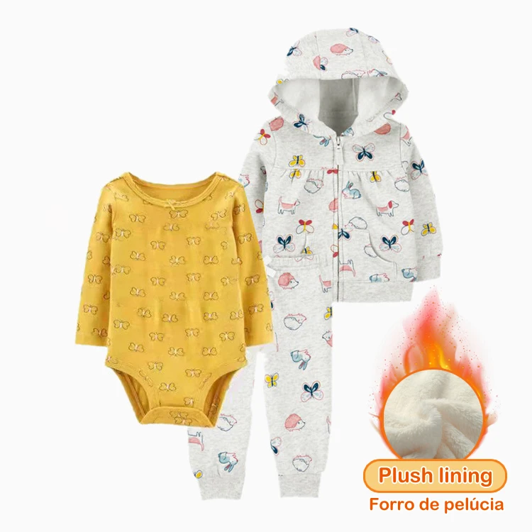 Ensemble bébé 3 pièces hooded jacket pantalon et body nouveauné fille