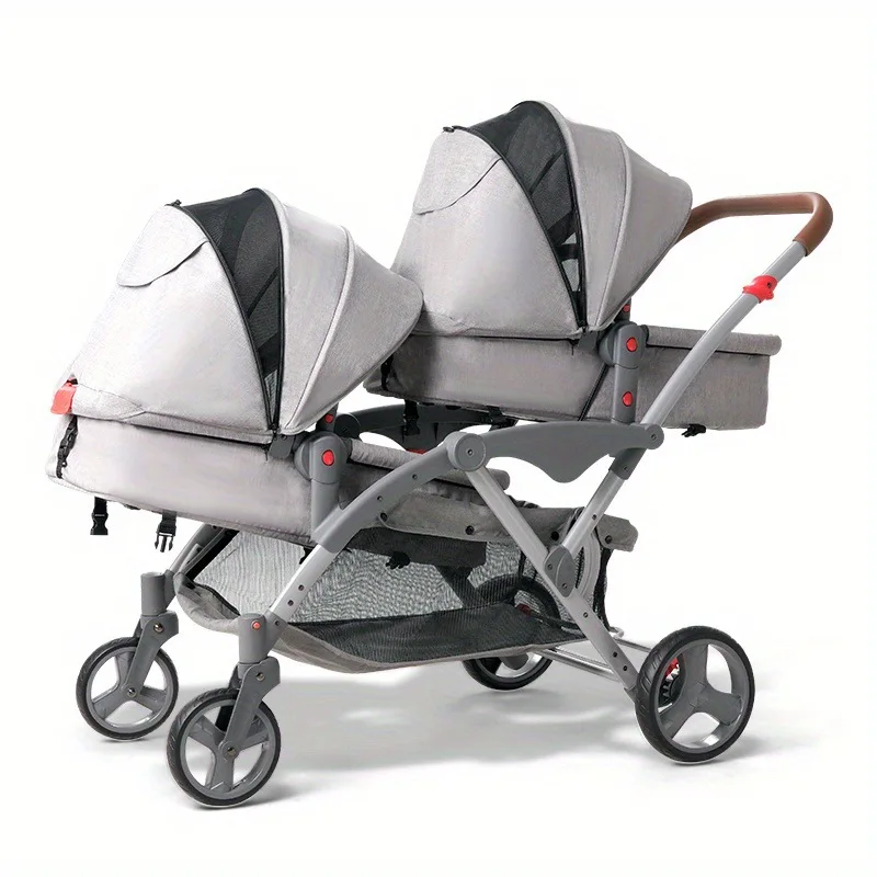 Poussette bébé double à deux places poussette bébé double avec panier de couchage amovible poussette bébé plia