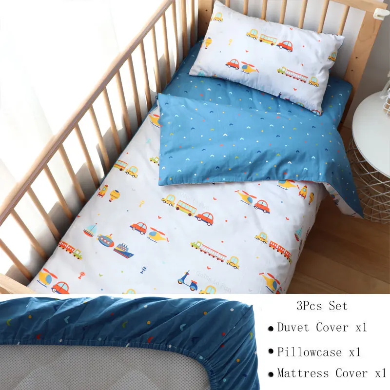 Ensemble de literie bébé 3 pièces en coton motifs enfant housse de couette taie d'oreiller housse de matelas p