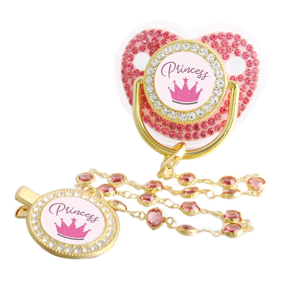 Sucette princesse scintillante gemme clip chaîne tétine luxe bébé filles 018 mois design élégant moderne sans 