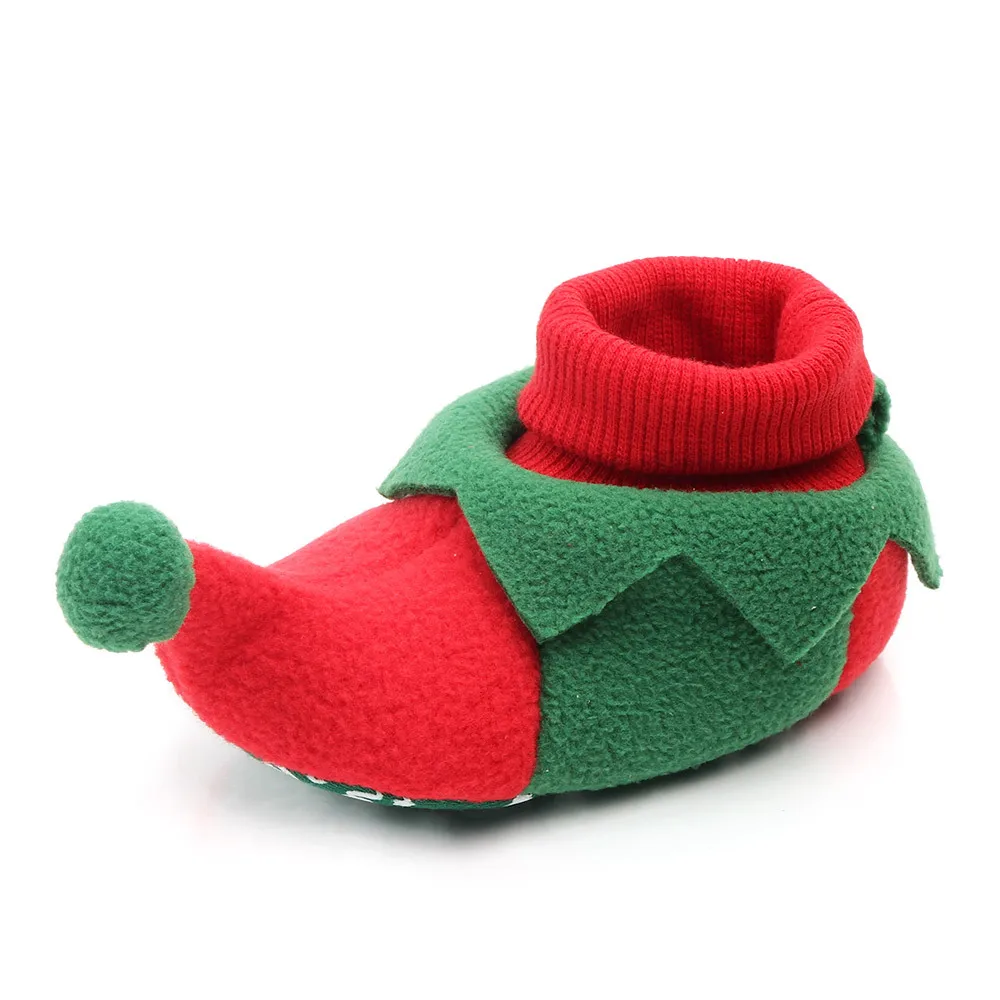Pantoufles Noël bébé elfe doublure chaude tissu polaire pompon style festif 012 mois