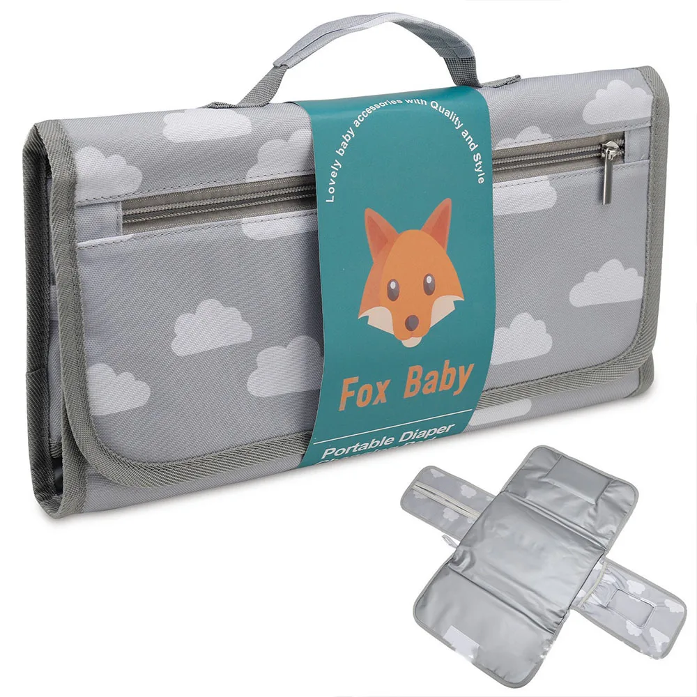 Matelas à langer portable Fox Baby sac à couches imperméable matelas repliable motifs nuages blancs style mode
