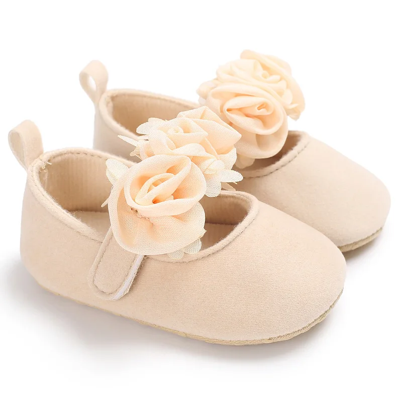Chaussures plates filles fleurs princesse premiers pas 01 ans semelles souples beige confortable style élégant