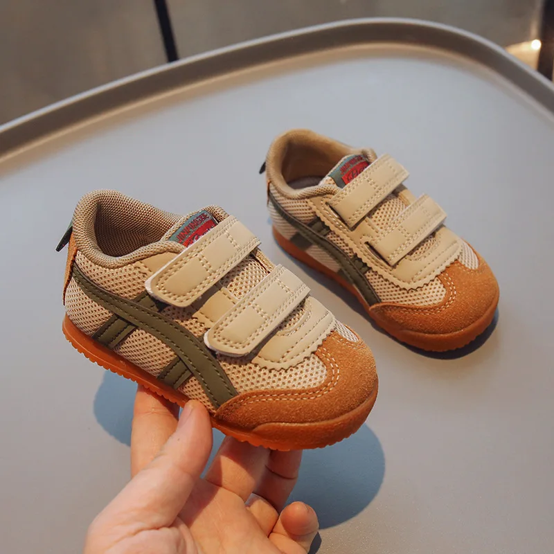 Baskets Onitsuka Tiger pour Bébé Garçon Chaussures Extérieures Respirantes Fermeture Velcro Design Sportif Col