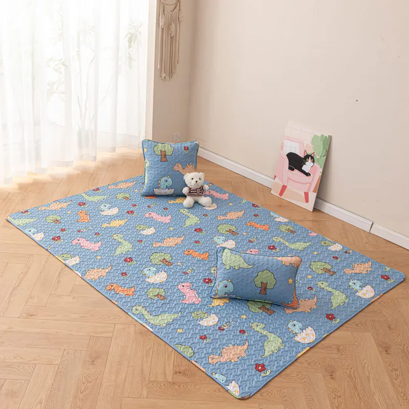 Tapis de jeu en polyester pour bébé tapis d'éveil avec motifs dinosaures coussins assortis chambre d'enfant co