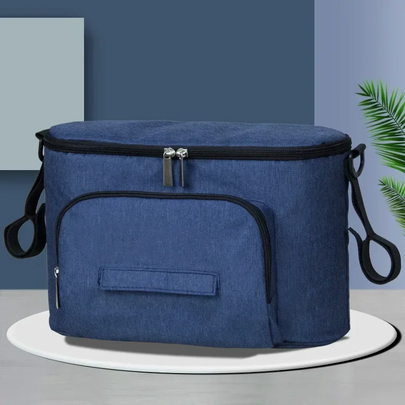 Glacière isotherme portable tissu denim sac de rangement poussette poche zippée poignées latérales usage extér