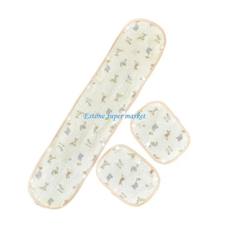 Ensemble serviettes bébé coton pastel motifs animaux 3 pièces