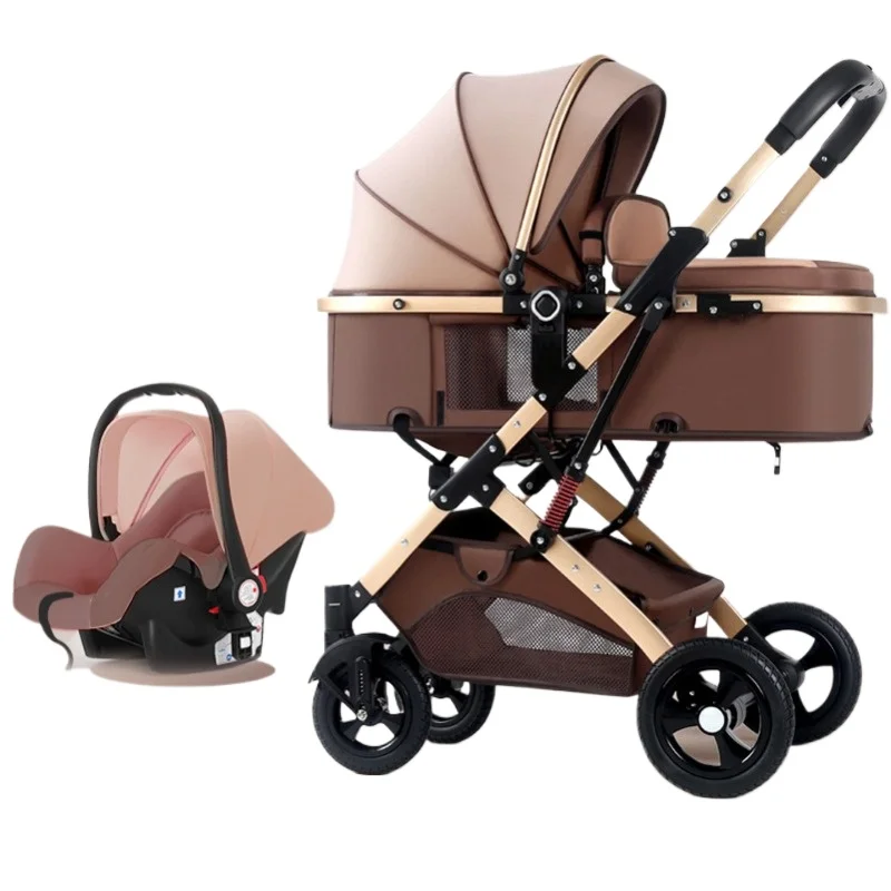 Poussette combinée 3 en 1 avec siège auto Isofix design moderne tissu respirant nouveauné 03 ans facile à plie