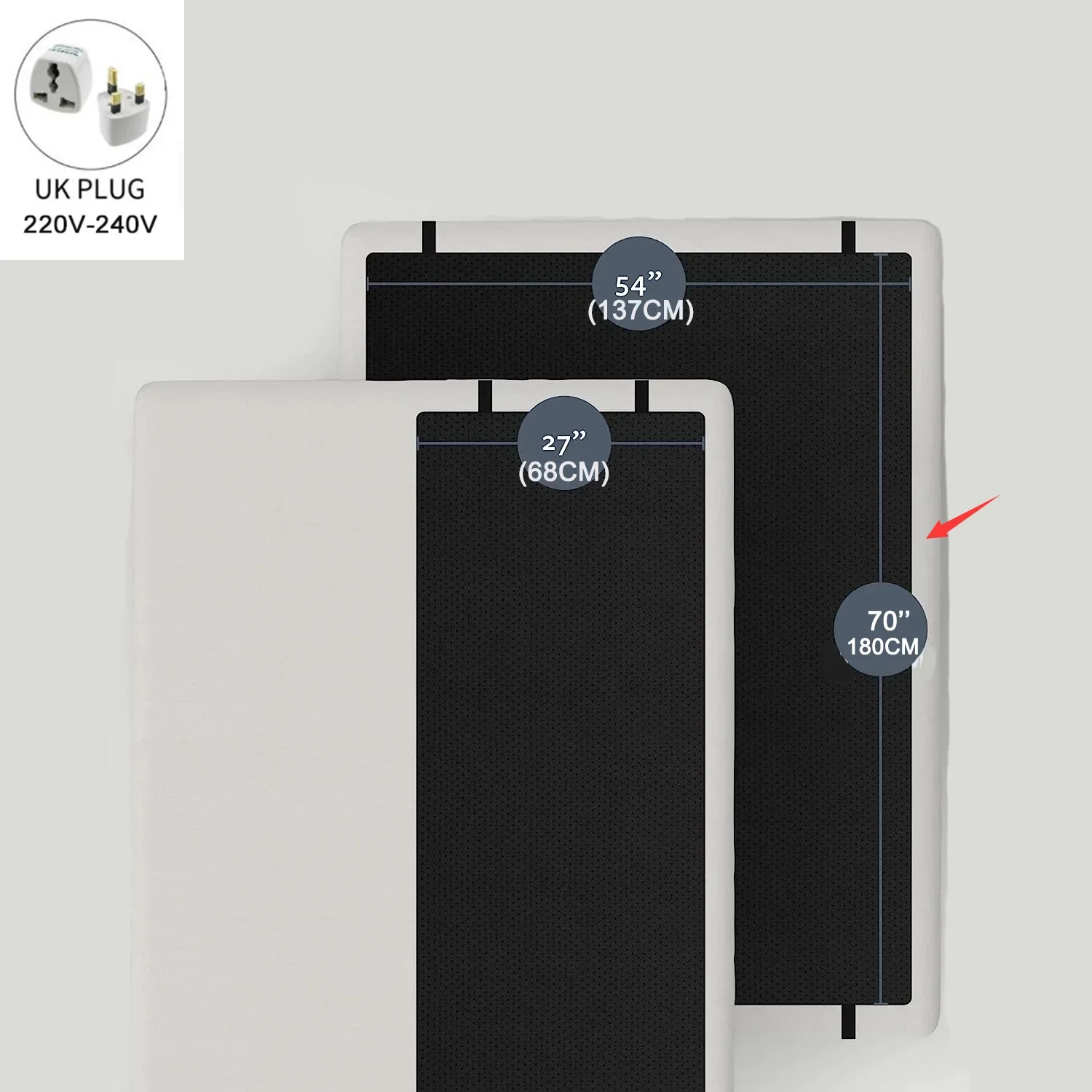 Tapis de mise à la terre conducteur matelas double en cuir végétalien couche de carbone 137x180cm UK durable r