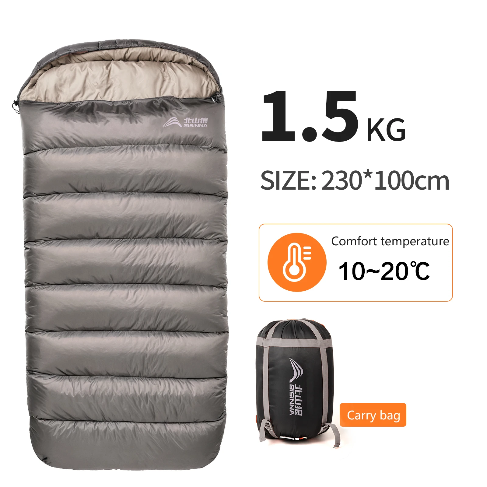BISINNA Sac de Couchage Camping 3 Saisons Léger Imperméable Confortable Sac Large pour Adulte Randonnée Pêche 