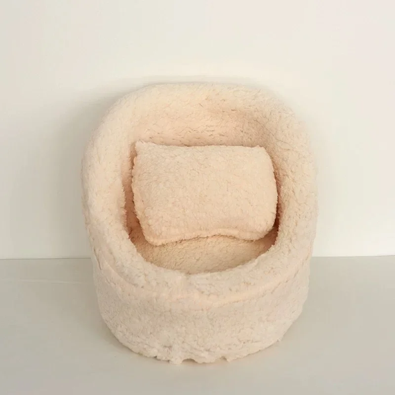Ensemble de photographie pour bébé canapé de pose 2 pièces chaise douce coussin ovoïde beige accessoires studi