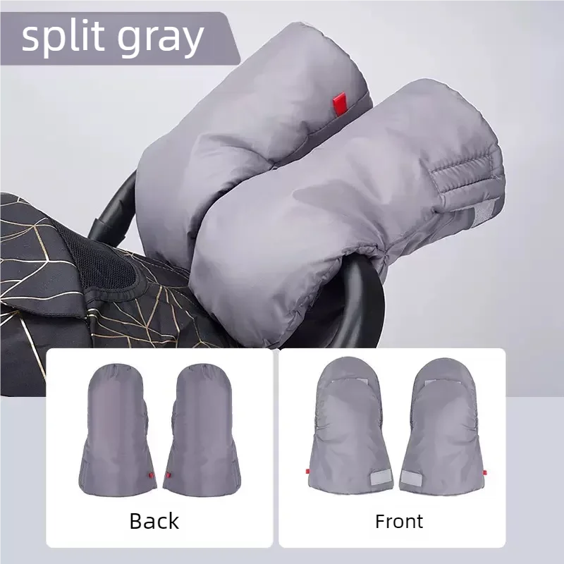 Gants de poussette bébé doux chauds imperméables antigel pour hiver couverture mains 2 pièces gris