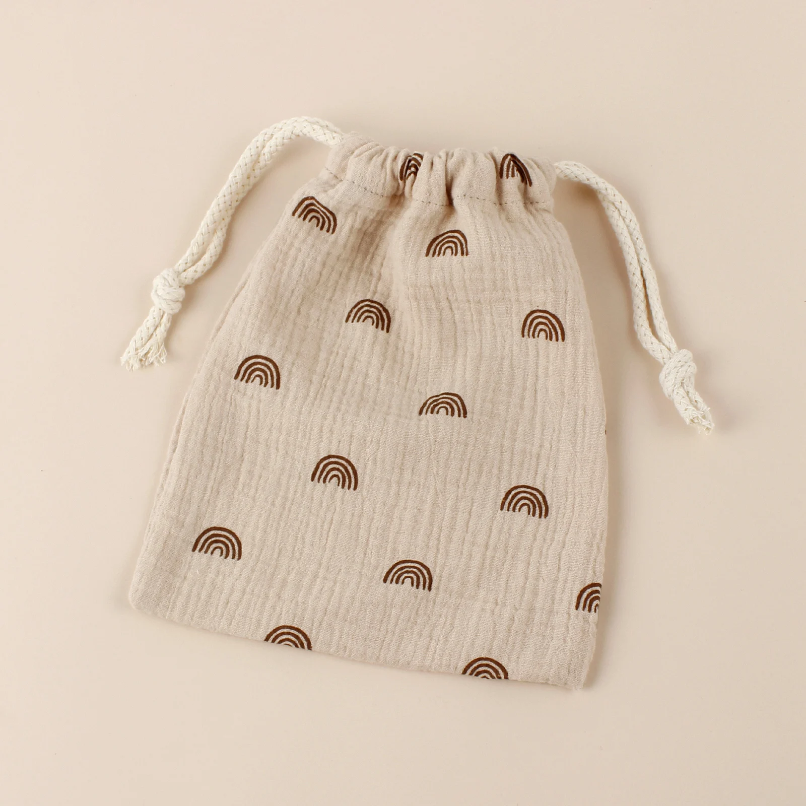 Sac de rangement en coton imprimé arcenciel pour poussette sac antipoussière multifonction avec cordon de serr