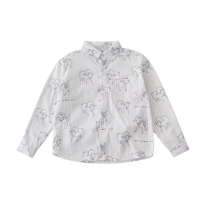 Chemise à manches longues bébé vêtements coréens mèrefille pèrefils motifs animaux coton qualité supérieure vê
