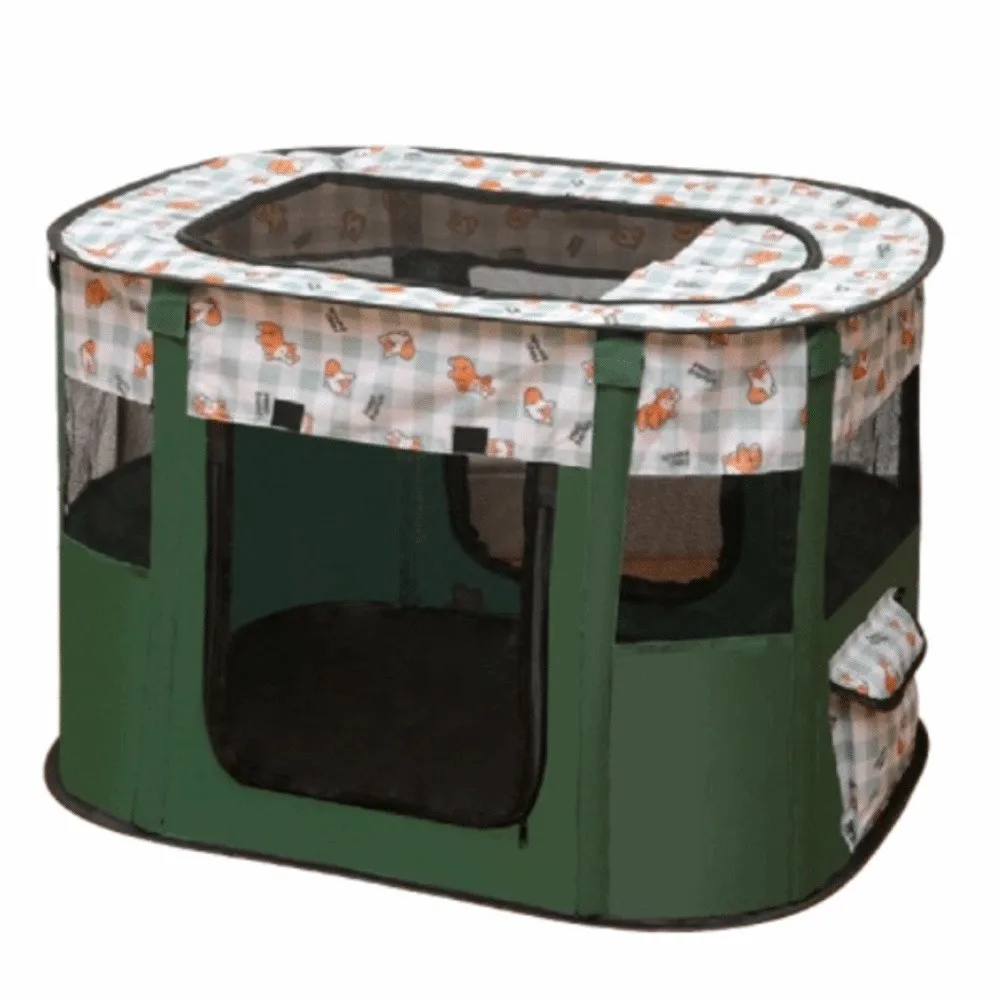 Parc portable pour animaux de compagnie tissu Oxford pliable filet ventilation entrée zippée poches latérales 