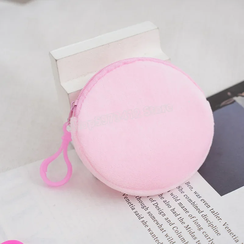 Pochette arrondie en tissu doux rose pastel fermeture éclair accessoire pratique pour enfants adolescents écol