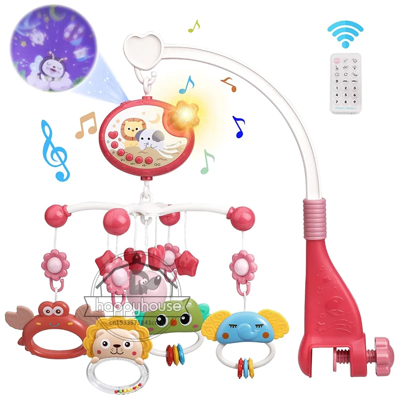 Mobile de berceau musical pour bébé de 0 à 6 mois, avec lumières