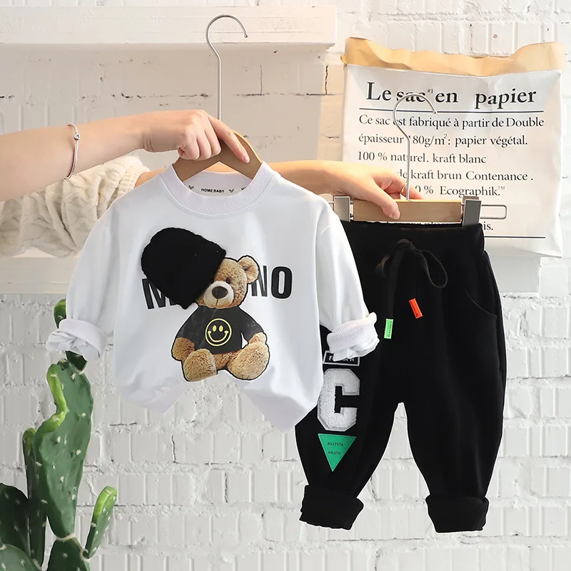 Costume ours pour bébés vêtements deux pièces pantalon à manches