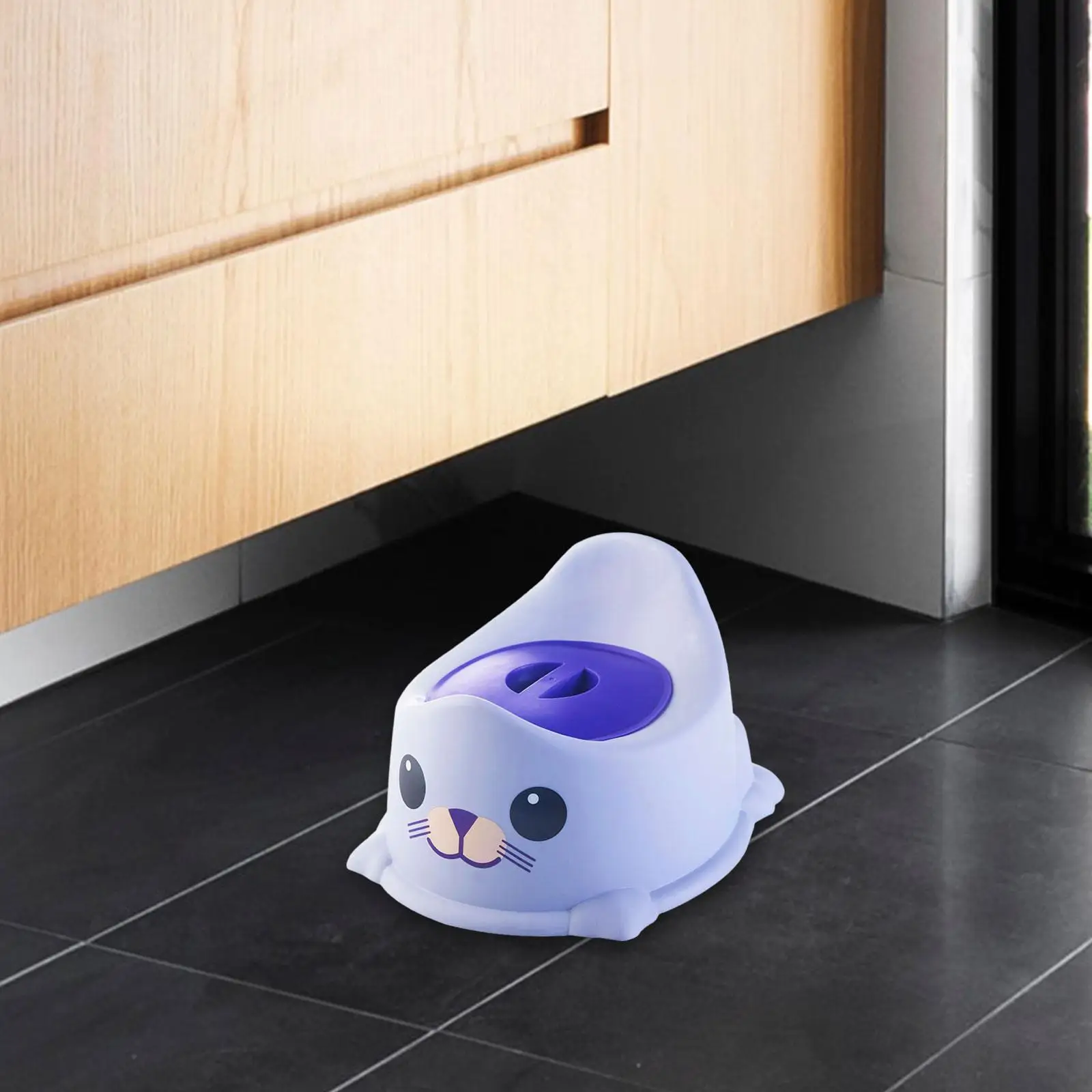 Distributeur croquettes eau chats en plastique design tête chat violet