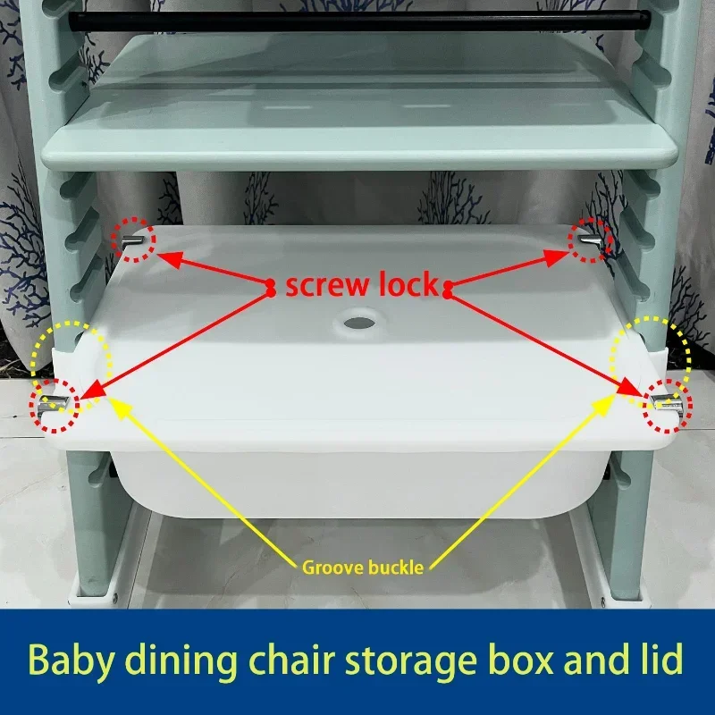 Boîte de rangement pour chaise de repas bébé couvercle plastique moderne sécuritaire portable design minimalis