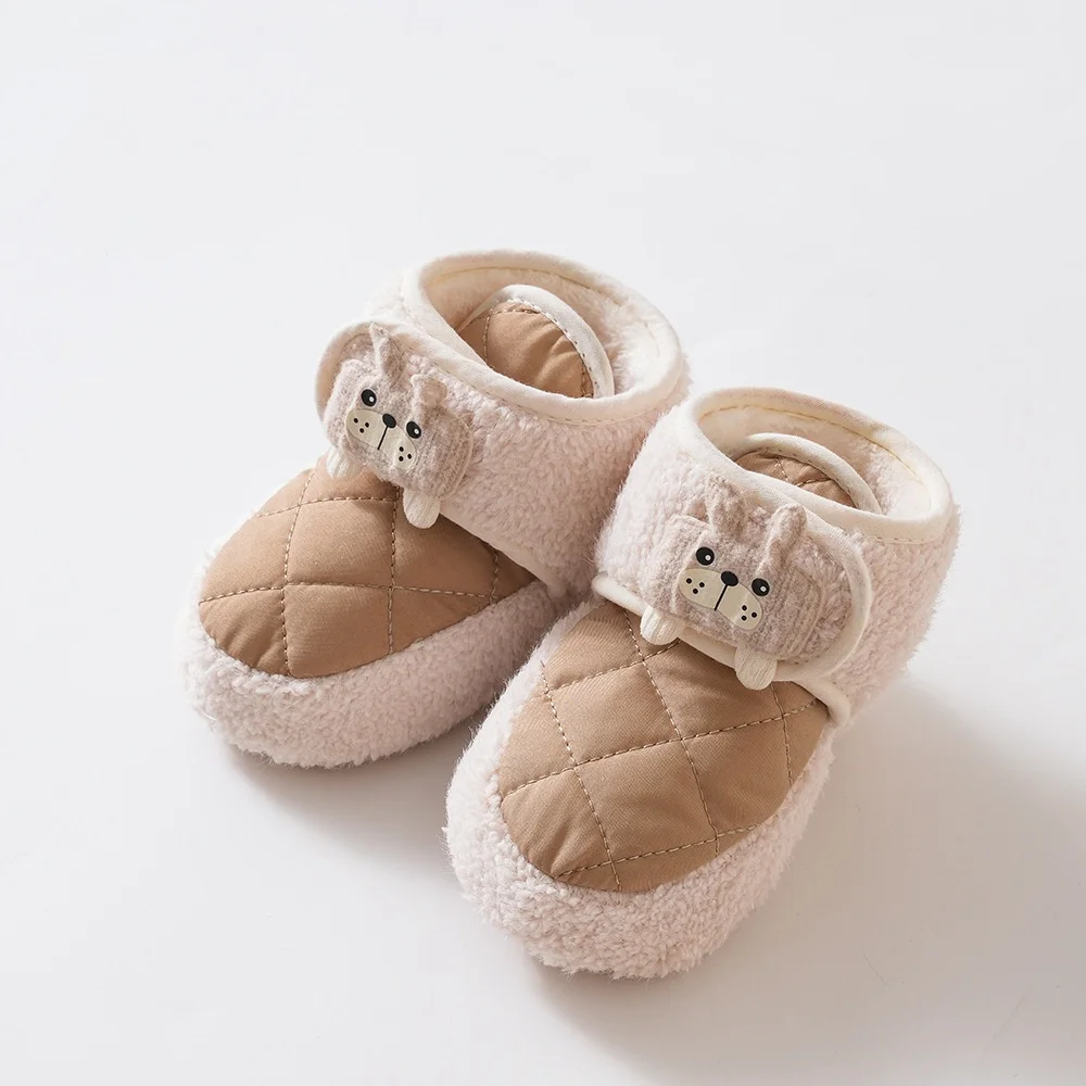 Chaussures d'hiver pour bébé velours doux fermeture Velcro design