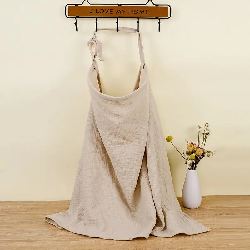 Couverture d'allaitement en coton bio tablier asymétrique confortable réglable beige clair pinafore allaitemen