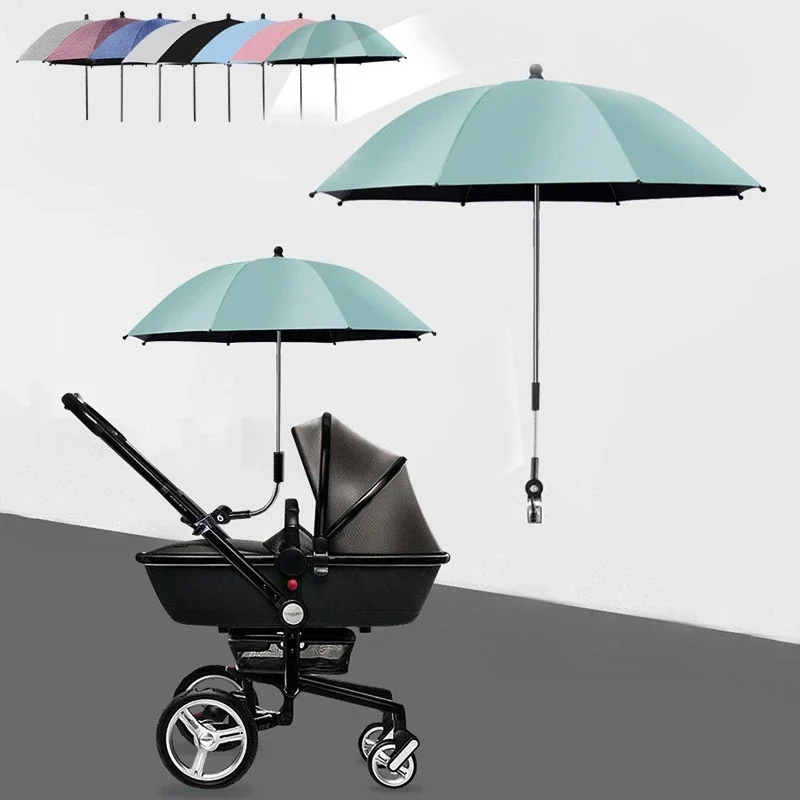 Parapluie universel pour poussette bébé protection UV 50 tissu imperméable ajustable clips inclus design moder