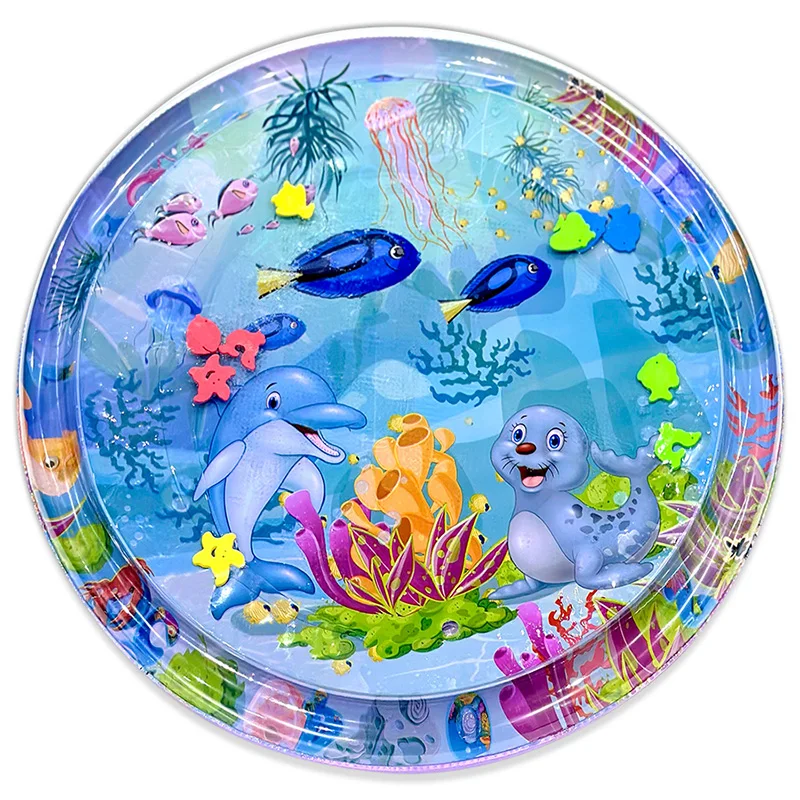 Grand tapis d'eau de jeu pour bébé 100cm motif dauphin tapis gonflable en PVC coussin de bain cadeau bébé 02 a