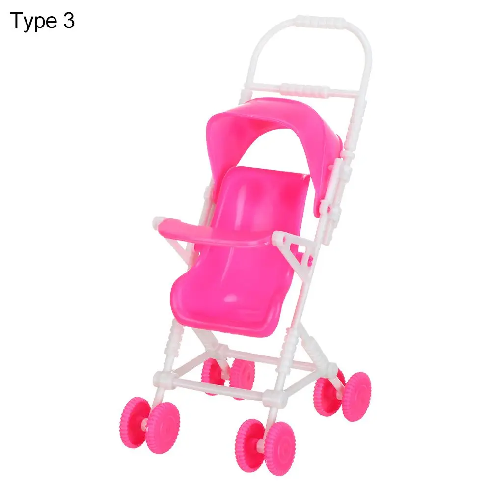 Poussette miniature pour poupées jouet de rôle accessoires de maison de poupées chariot bébé en plastique joue
