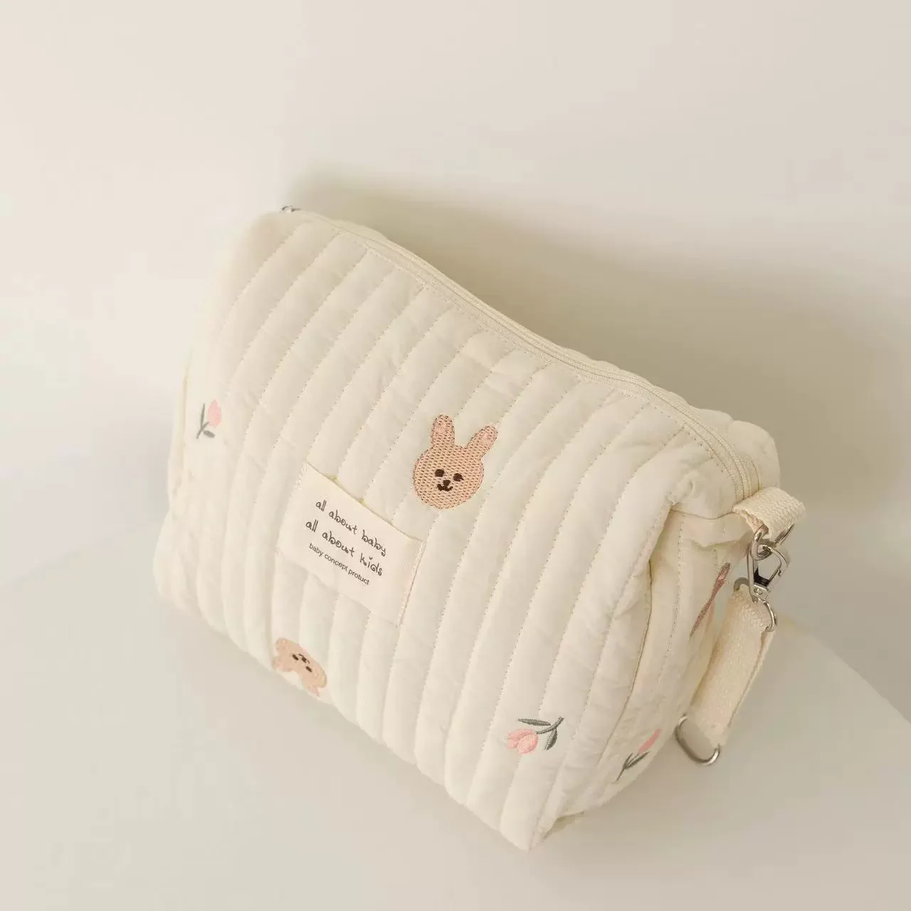 Sac à couches portable pour poussette caddie matelassé bébé organisateur brodé sacs rangement maman accessoire