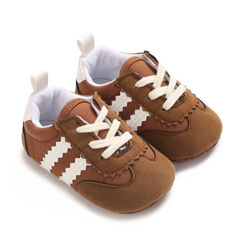 Chaussures enfants baskets mode polyvalente semelle antiglissante confortable tige en suédine couleur brun bei