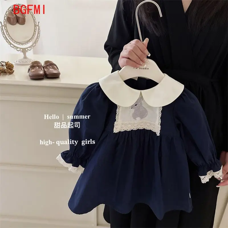 Robe bébé fille style princesse coton polyester broderie lapin manches