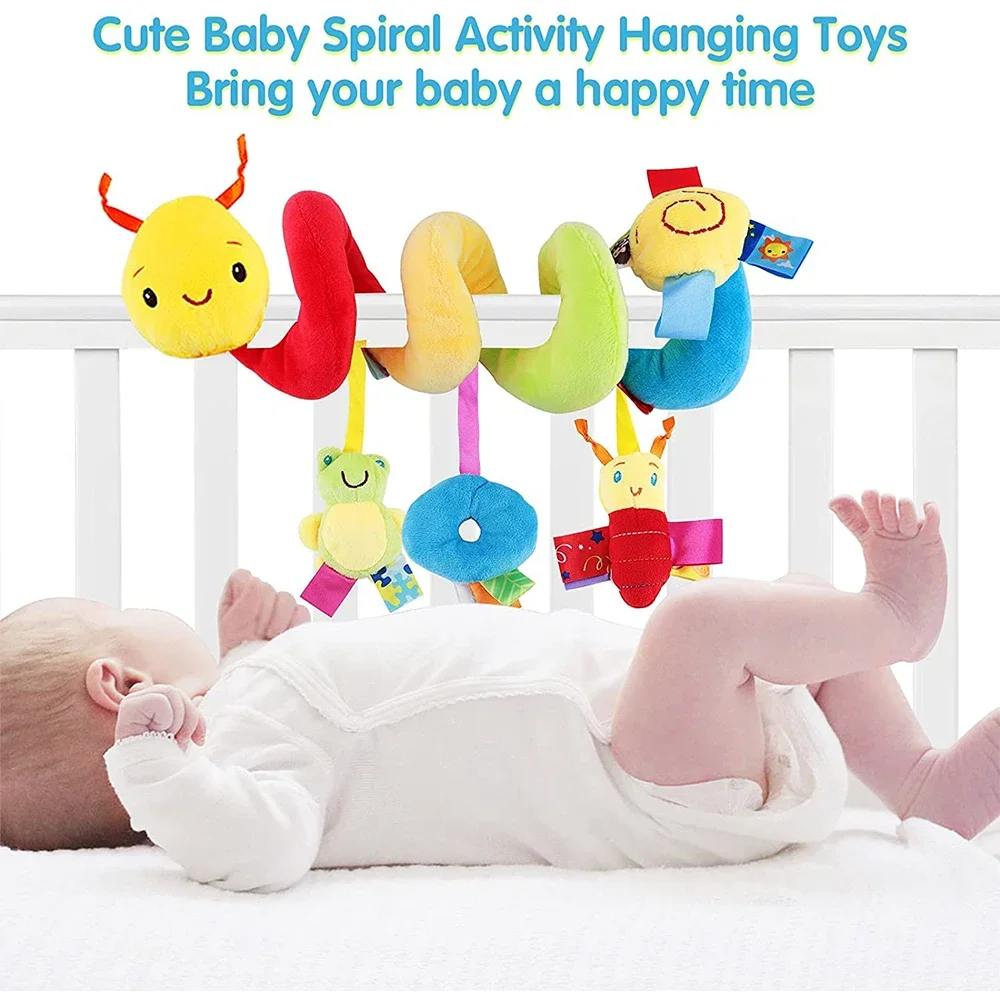 Jouet éveil bébé suspendu lit berceau activité sensorielle 8 personnages couleurs vives tissu doux peluche enf