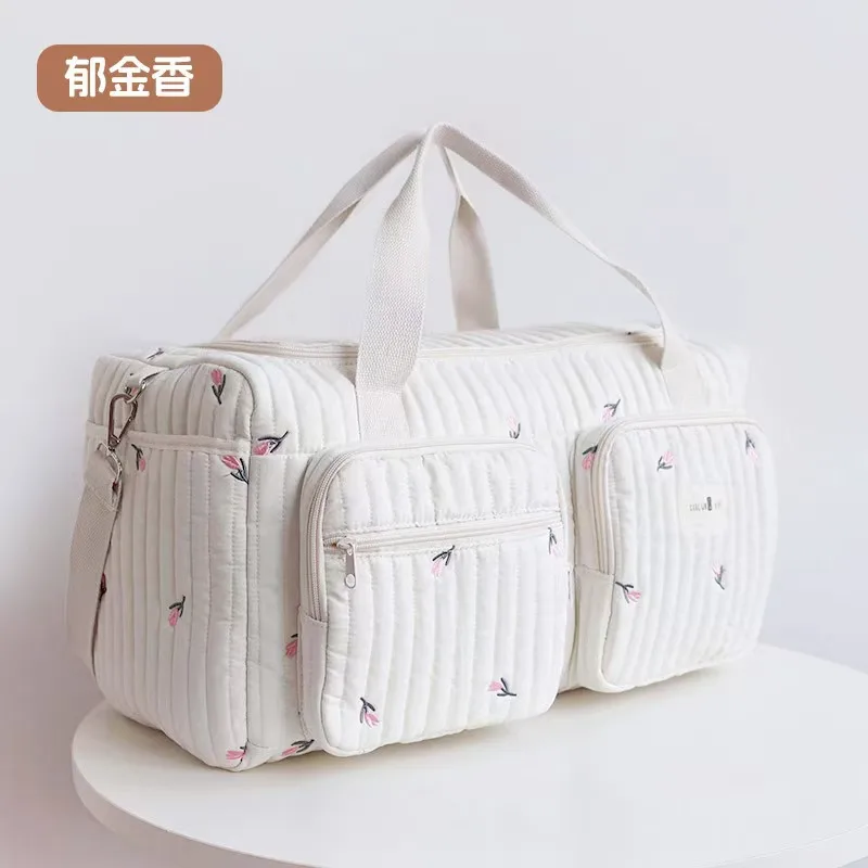 Sac à langer floral en coton sac à main polyvalent pour maman motifs fleuris fermeture éclair poches zippées t