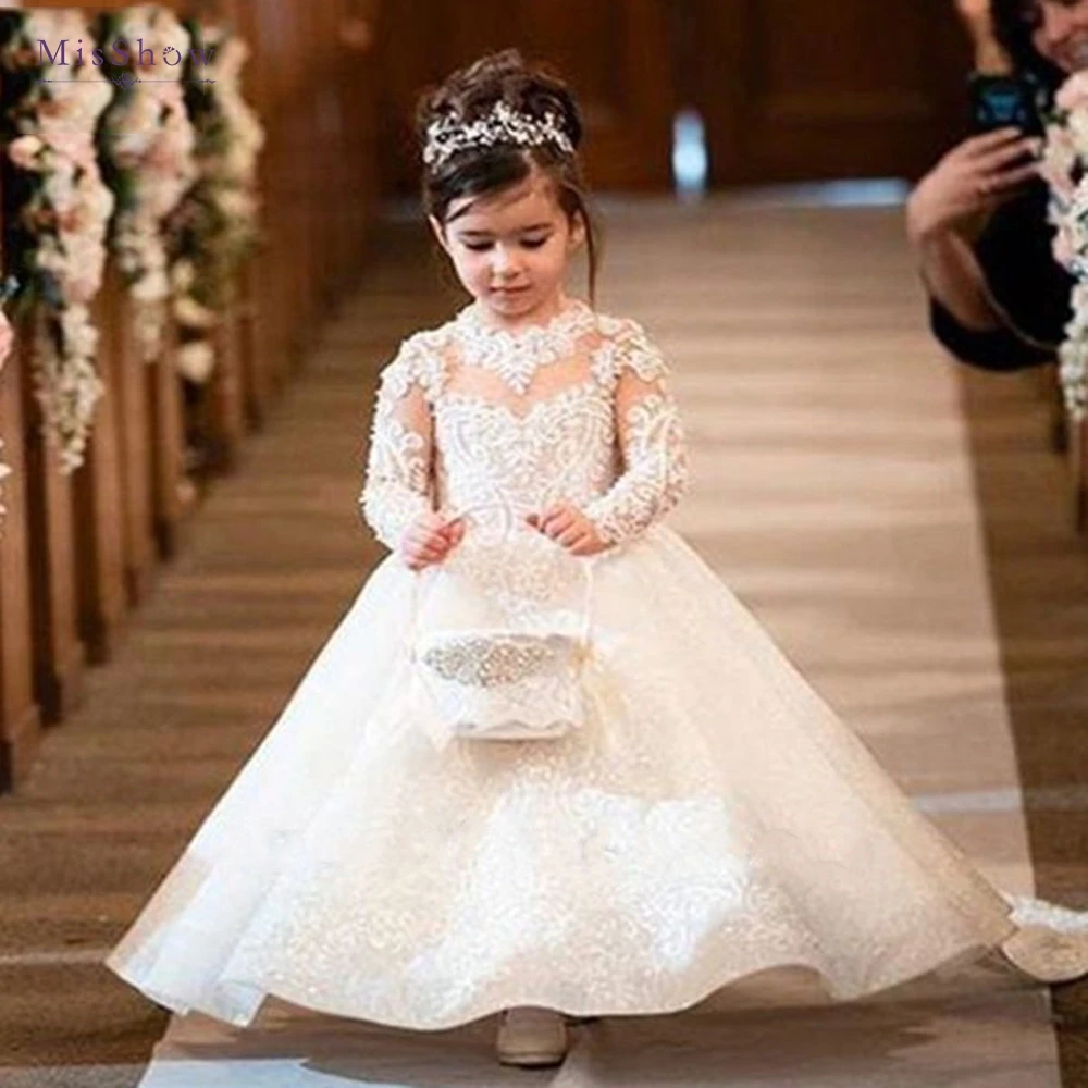 Robe vintage bébé fille à fleurs dentelle princesse mariage communion Ivory