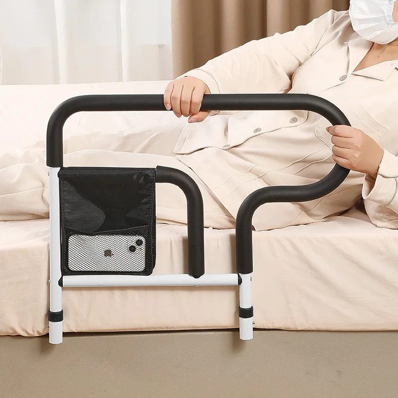 Appui lit sécurité acier inoxydable handle ergonomique tissu noir blanc support lit assistance lever rangement