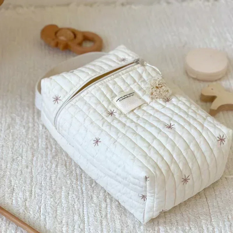 Sac à couches portable matelassé pour poussette caddie brodé étoiles rangement bébé accessoire maman organizer