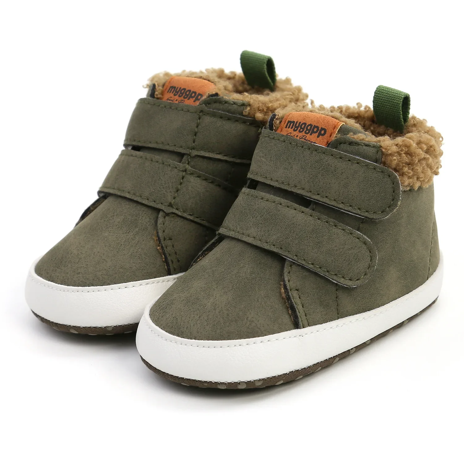 Chaussures d'hiver pour bébé garçon et fille bottines en fausse fourrure semelle en caoutchouc sans lacets myg
