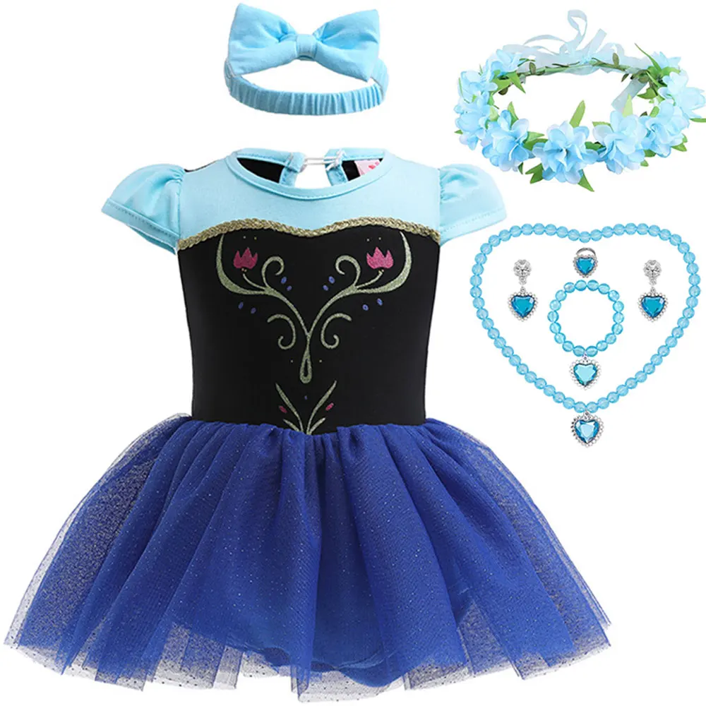 Costume princesse Disney pour filles robe bleue avec accessoires tulle scintillant coton et polyester parfait 